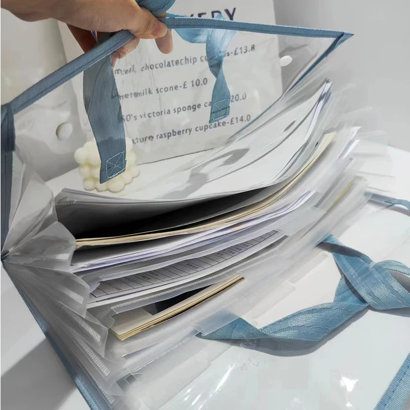 PVC waterproof seven compartment large capacity transparent visible and easy to take, printable storage bag