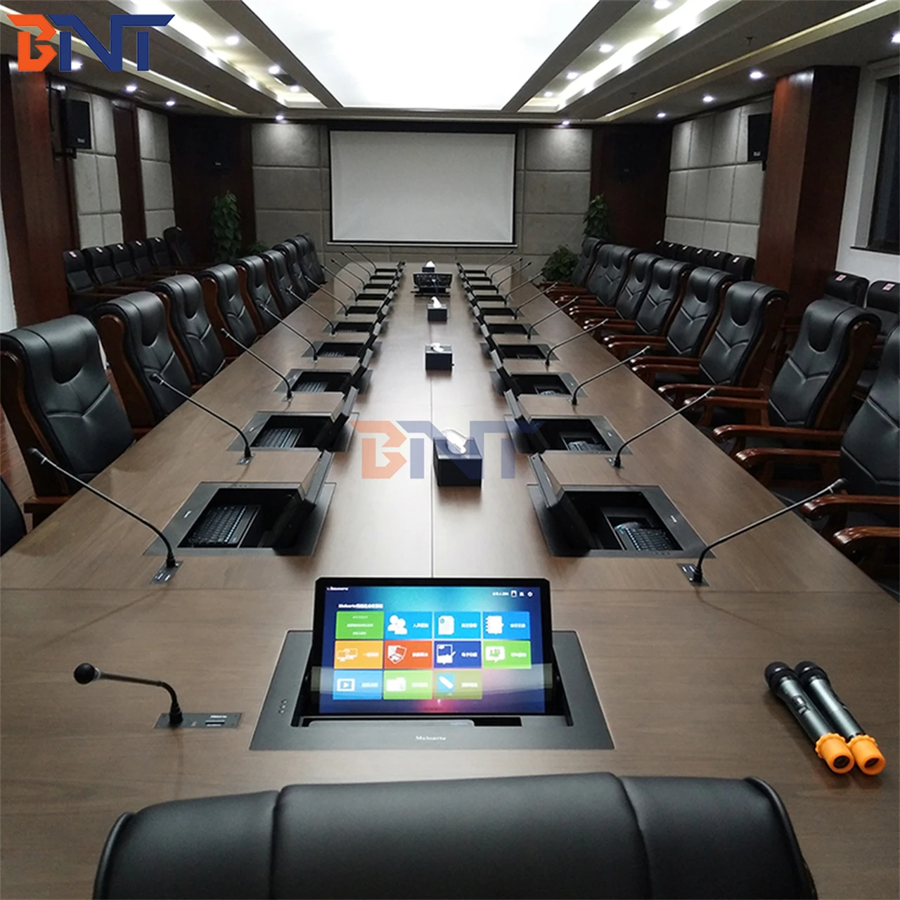 BNT 15.6 Inch Table Mount Touch Screen LCD Monitor Lift for Video Conference System for Interior Use