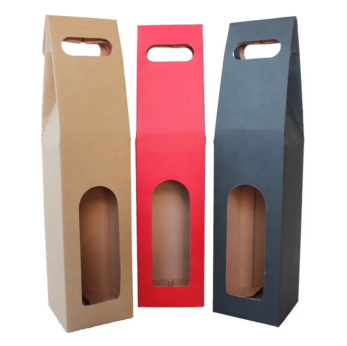 Custom Logo Coloured Handle Wine Box 2 bottles Luxury Kraft Paper Wine Gift Box Corrugated Board Drink Beverage Packing Boxes
