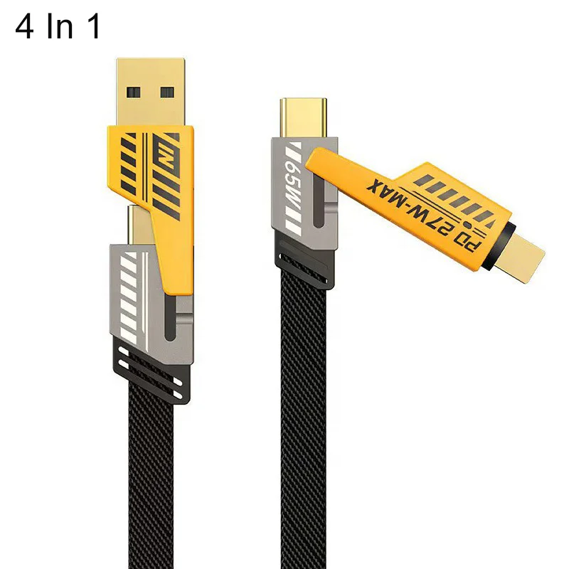 New Trend 4 In 1 Zinc USB Cable PD 65W 27W Multifunction USB Fast Charging Cord For Charger Cable Nylon Braided Zinc Alloy
