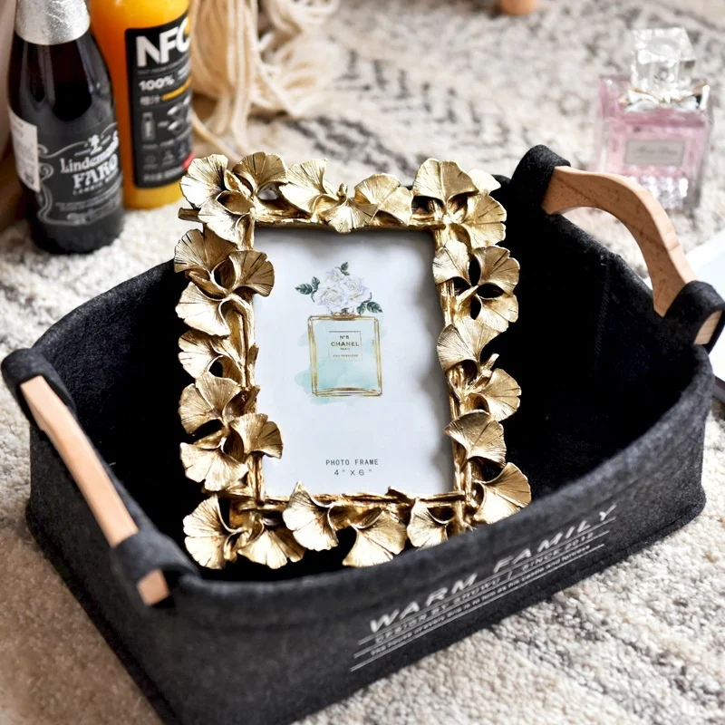 Resin Photo Frame leaves photo frame gold