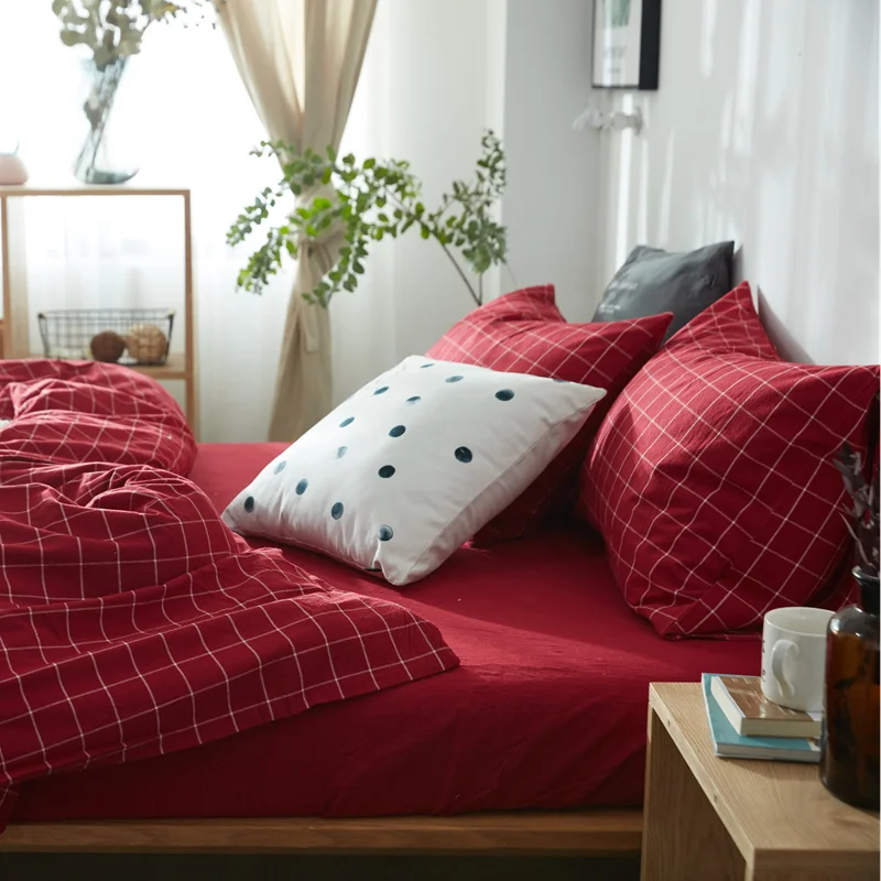 washable cotton western style yarn dyed bed cover 4pcs bedding set korean bed cover