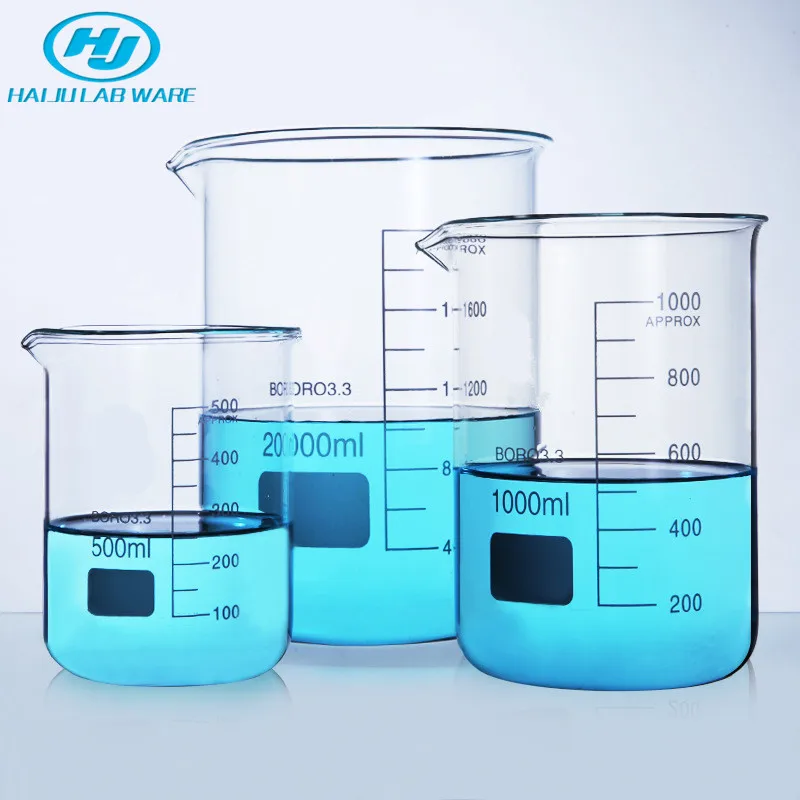 Лабораторный боросиликатный стеклянный стакан HAIJU с носиком низкая