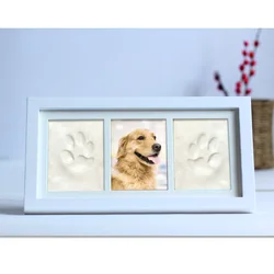 Pet Paw Print Imprint Kit Clay memorial keepsake Wooden Photo Picture Frame for Dog or Cat