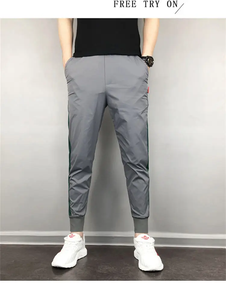 Custom Reflective Printing Unisex Lightweight Nylon Windbreaker Mesh Lined Sport Track Pants Drawstring Men Casual Running Pants
