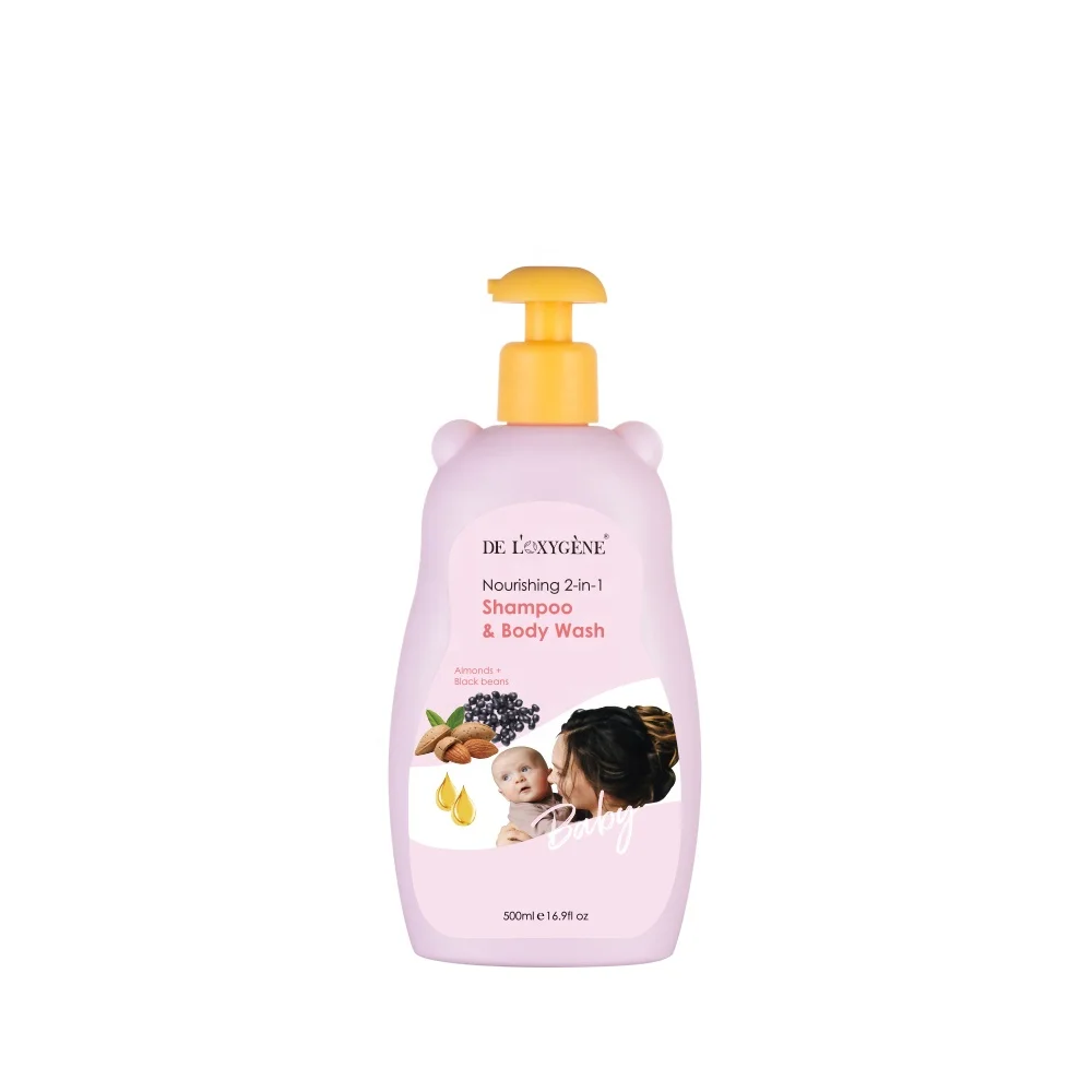 Natural Organic Baby Bath Gel 2 in 1 Nourishing Skin Care Herbal Shampoo Shower Gel in Pink Pump Bottle