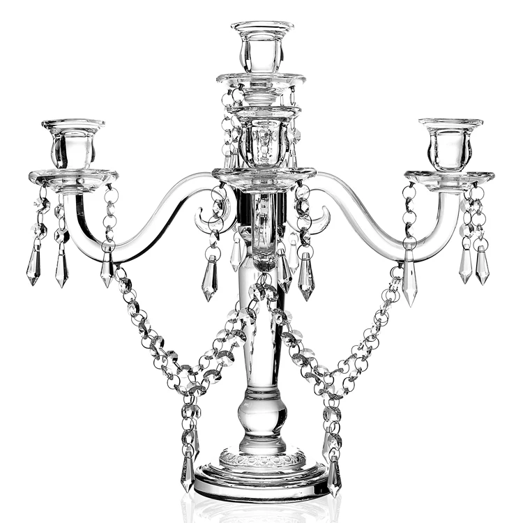Shining  fashion  New Arrival Wedding Table Decoration Crystal Candlestick Crystal 5arms Candelabra