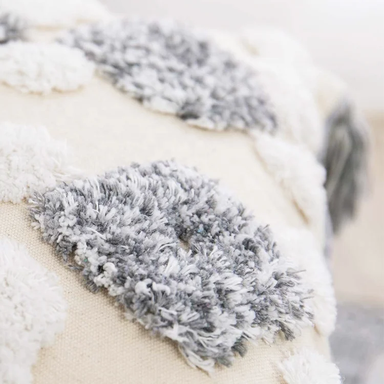 Decorative Bohemian Boho Ethnic Tassel Solid Cotton Linen Both Side  Cushion Cover For Sofa