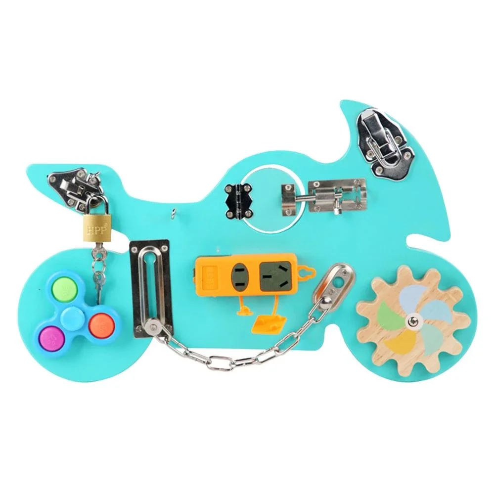 Kids Unlocking Cartoon Shape Toys Lock Busyboard kids play toys sensory wooden activity busy board