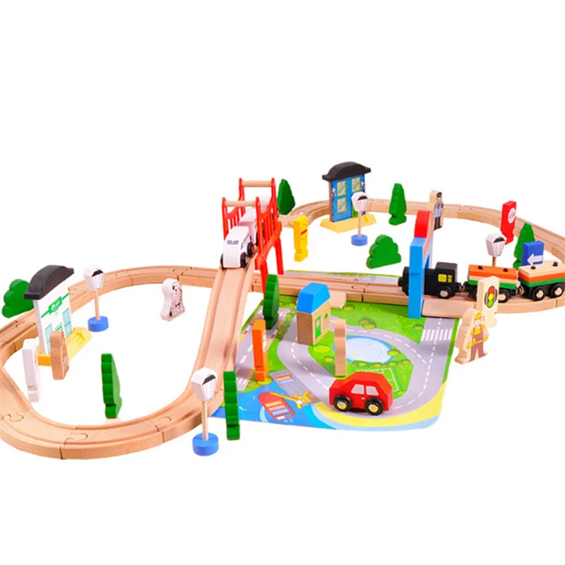 
 Деревянный трек, набор поездов, игрушечная железная дорога, Волшебный Деревянный трек и набор поездов.   (62405738764)