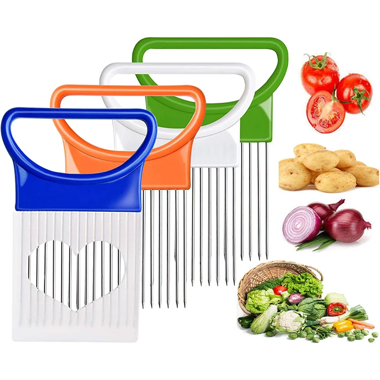 Wholesale Fruit and Vegetable Tools Onion Needle Stainless Steel Potato Lemon Onion Slicer Holder