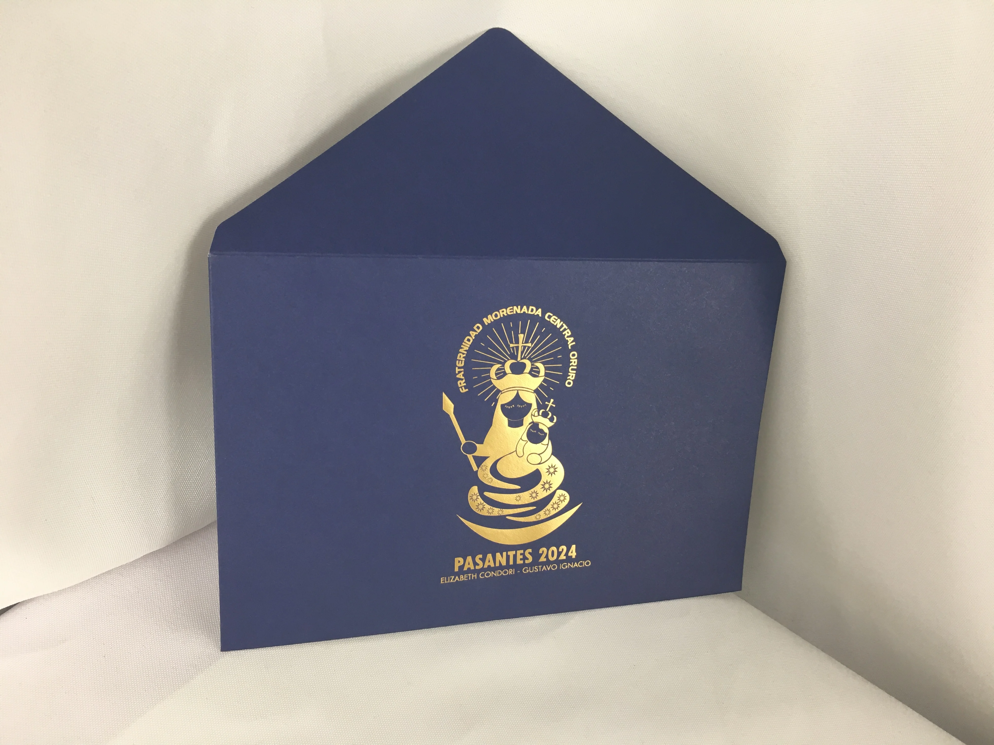 Custom Luxury Printed Wedding Invitation Dark Blue Kraft Paper Envelope Gift Card Envelope Packaging With Gold Foil Logo