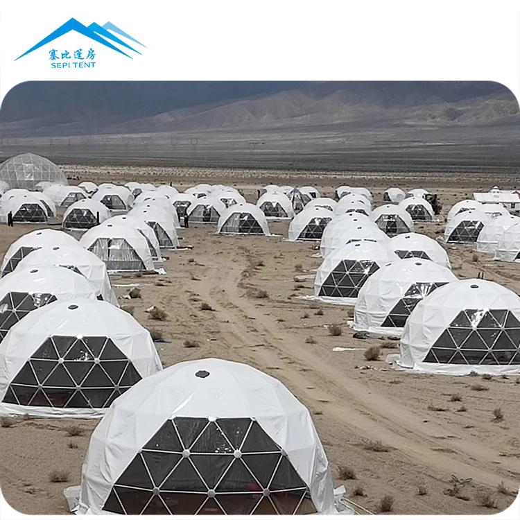 Custom White Round Soundproof Waterproof Outdoor Resort Luxury Camping Hotel Houses Hexagonal Glamping Geodesic Dome Ball Tent