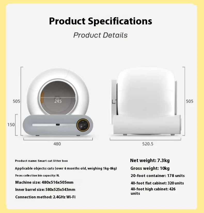 Large Automatic Cat Toilet Wit App Remote Control Self-cleaning Intelligent Health Monitor Cat Litter Box