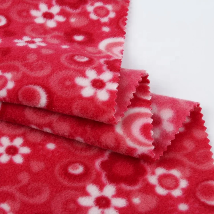 Knit Polyester Polar Fleece Custom Printed Fabric