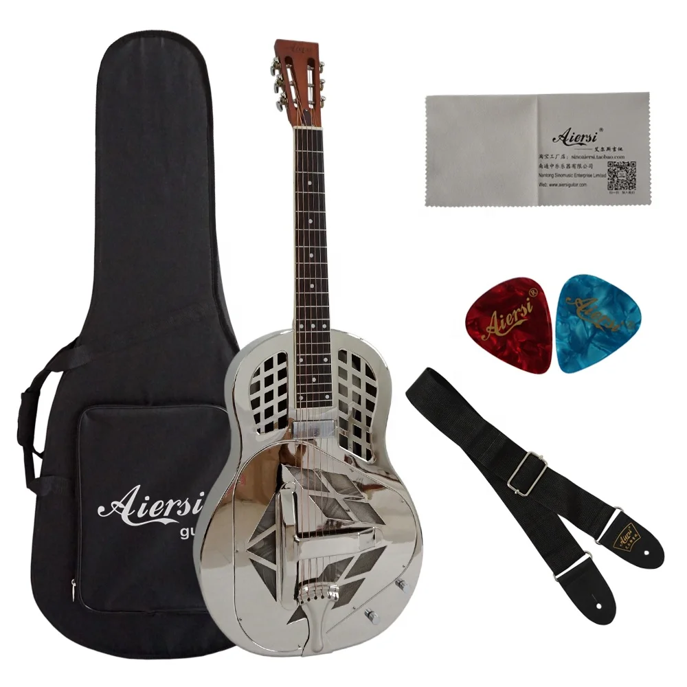Aiersi Brand Chrome Plated Tricone Bell Brass Body Electric Resonator Guitar for Sale