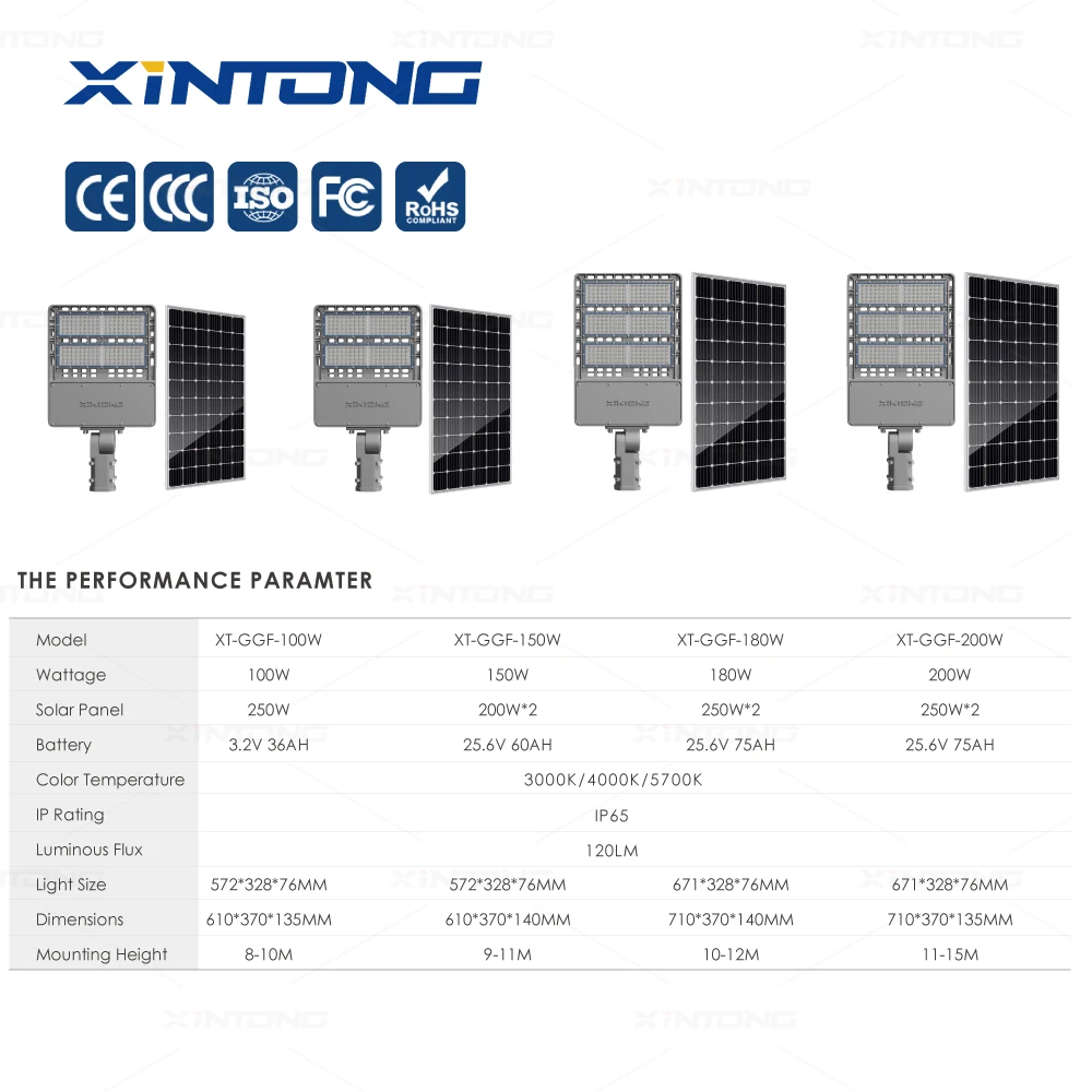 XINTONG Factory Price Solar Energy System Waterproof Outdoor Solar Led Street Light Lighting