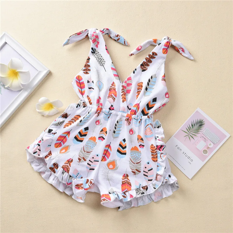 
2021 new arrival Summer litter baby girls Suspended jumpsuit ,our door casual infants romper 