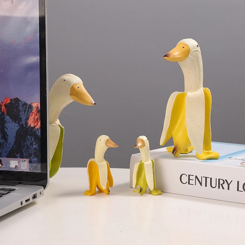 Cartoon Cute Duck Desktop Decoration Resin Crafts Cute Banana Duck Ornament Still Anxious Duck Figurine Cute Friend Gift