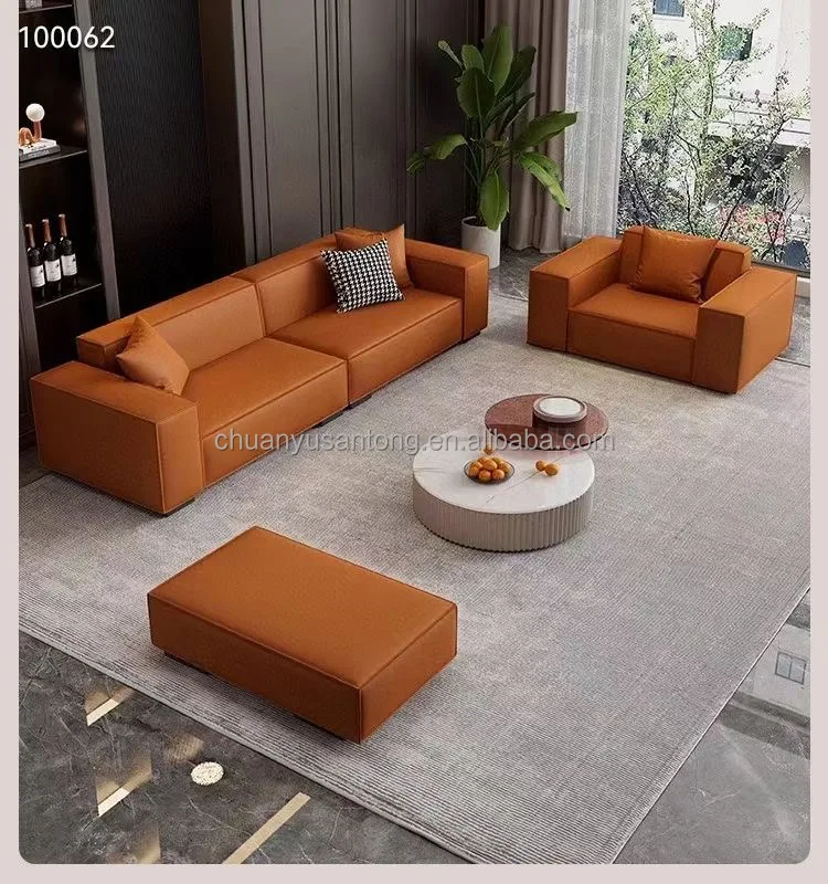 Home Furniture leather sofa set modern sectional sofa light luxury simple design sofa set living room furniture