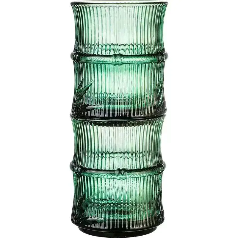 Glass cup, bamboo joint coffee glass cup, beverage juice cup for water,juice,whiskey,milk,Glass coffee cups