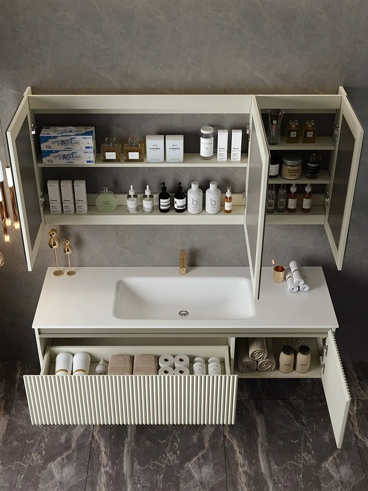 Single  vanity double basin bathroom vanity customizable bathroom cabinet combination dressing smart mirror bathroom sink