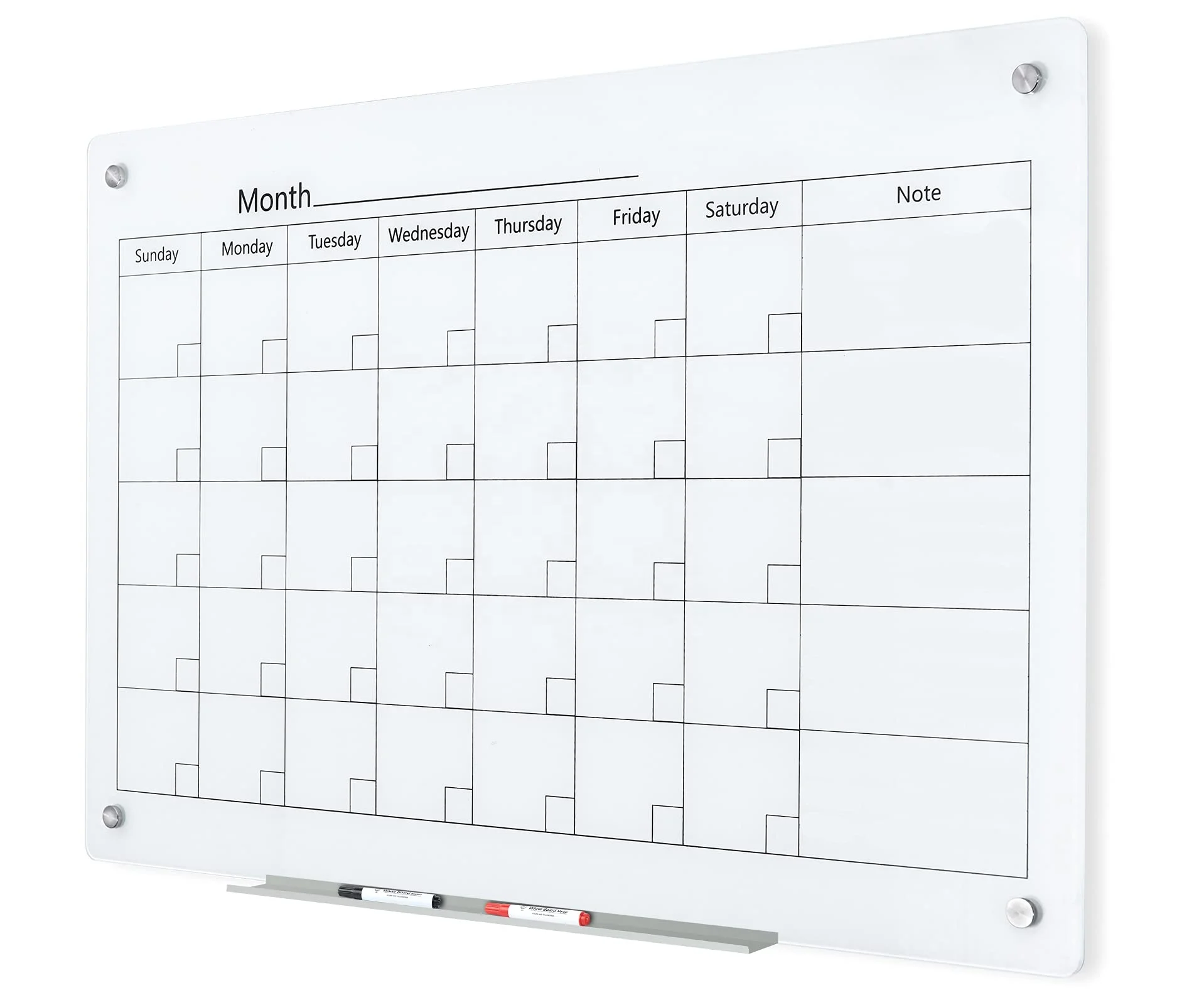 Magnetic Whiteboard Calendar,  35 x 23 Inches, Glass Wall Calendar Dry Erase Board Monthly Planner for Home, School, Office