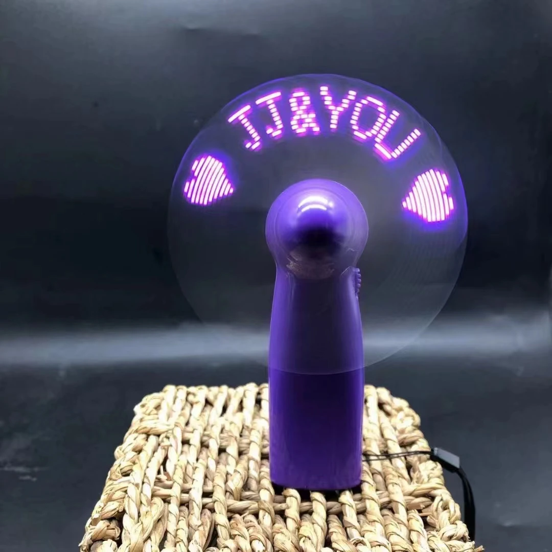 Programmable Mini Handy Advertising Promotional Led Light Up Fan Custom Mini Display Hand Cooling Fan Portable With Led Message
