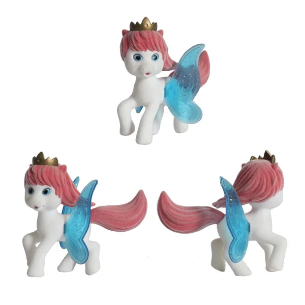 WJ3061 Flocked Flying Pony Toy  Factory Direct Cartoon Action Figure Horse with Wings for  kids room decoration