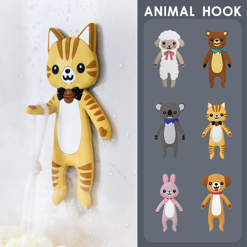 Creative sticky animal hooks (6 models) Removeable Trackless Self-adhesive animal hooks
