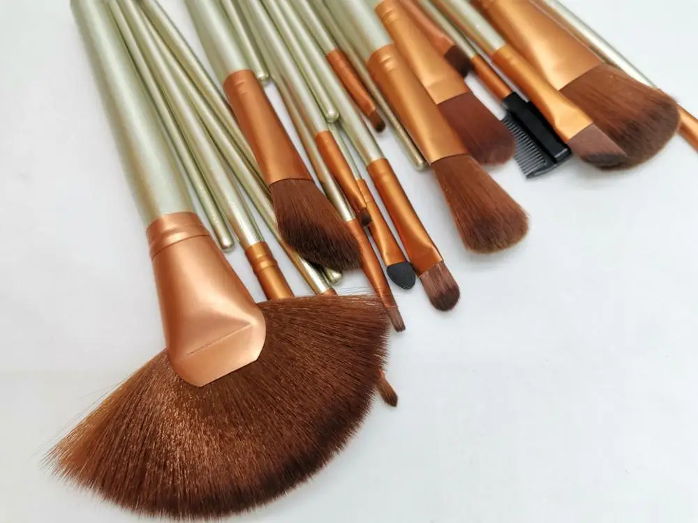 Portable Customize LOGO Natural Wood 24PCS Makeup Brushes Set Black, Pink, Brown, Burlywood Color