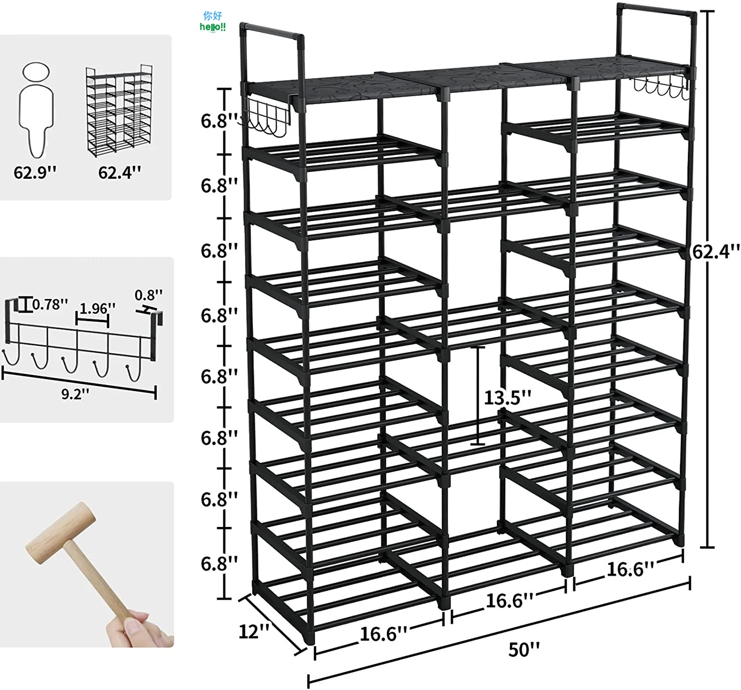 Hot Sale Space Saving Shoe Shelf 4 Tier Multifunctional Folding Shoe Storage Cabinet