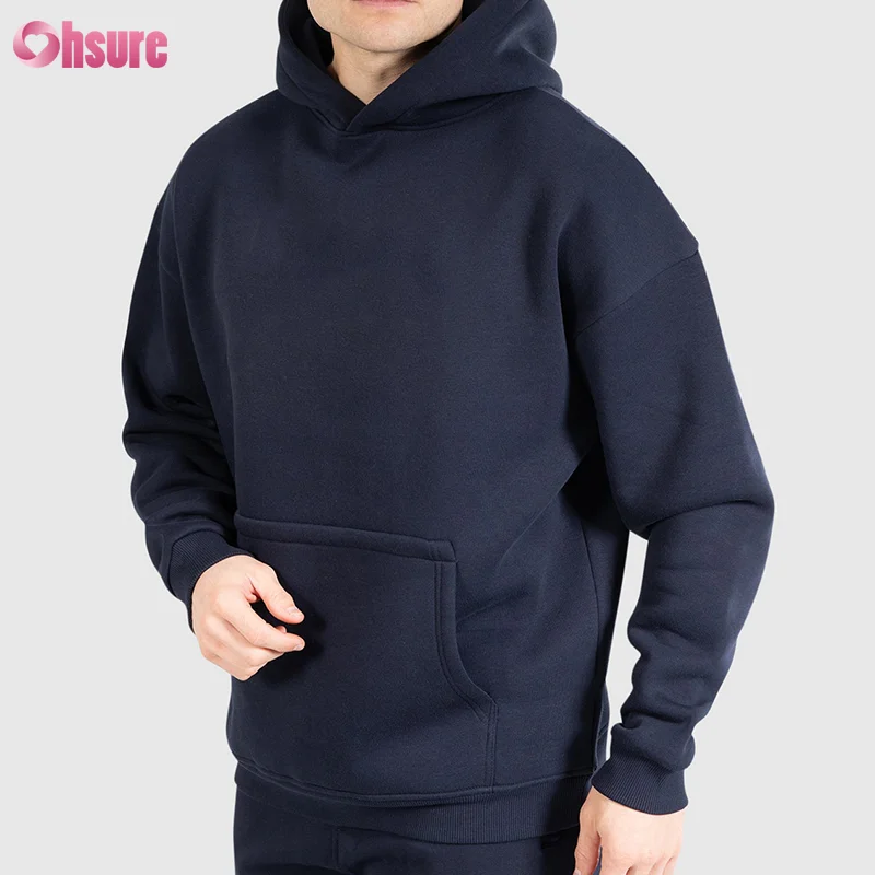 Casual sweatshirts tracksuit men hoodies long sleeve 100%cotton french terry pocket hoodies
