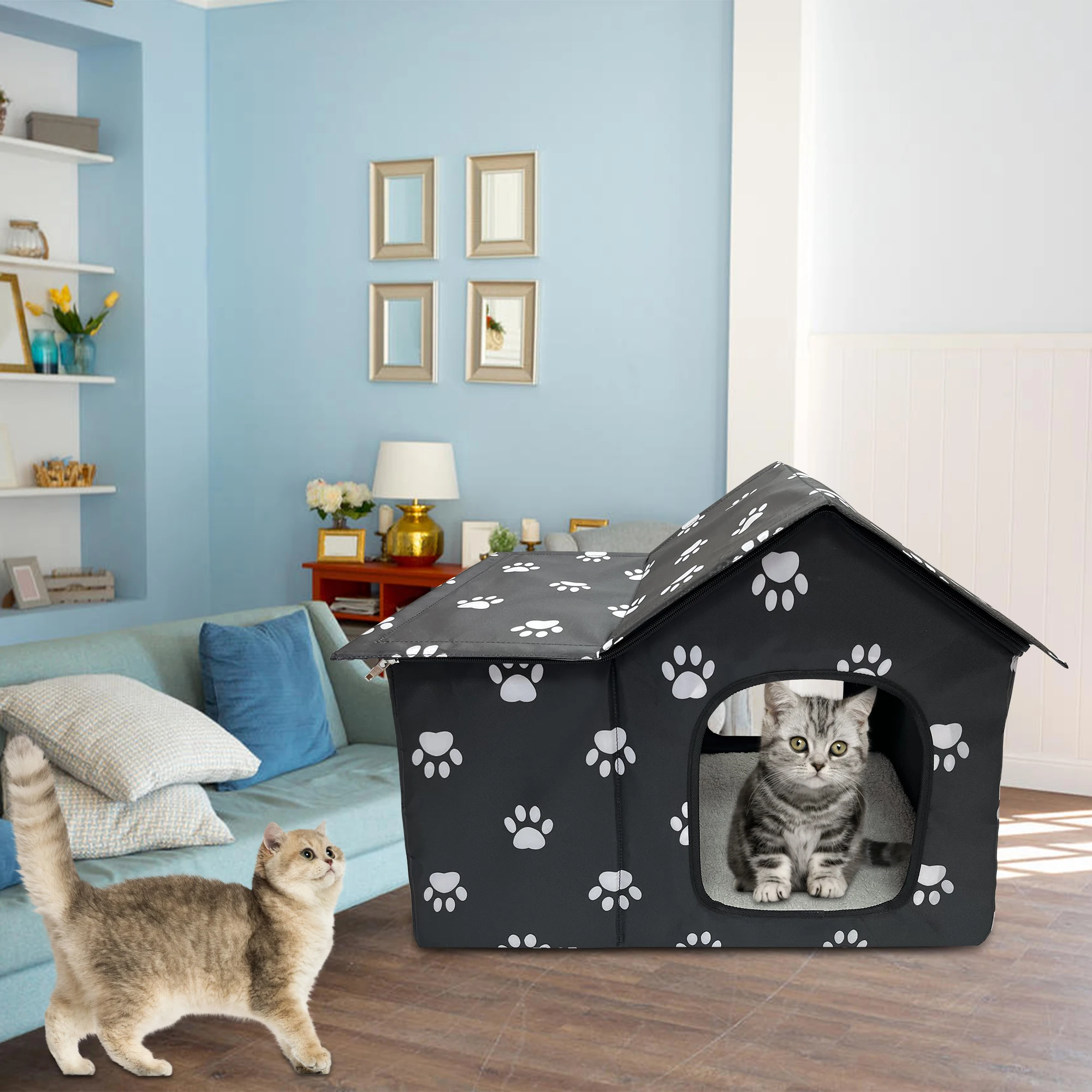 Wholesale Pet House Indoor Outdoor Cat House, Weatherproof Outside Cat Shelter for Feral Cats with Removable Cushion