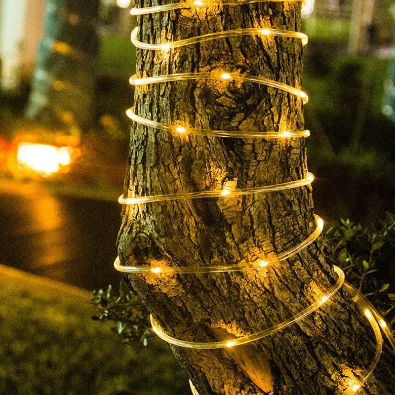 Solar Powered Copper Wire Rope Tube Lights Waterproof IP65 Christmas Garden Yard Patio Tree & Party Decor for Camping & Outdoor