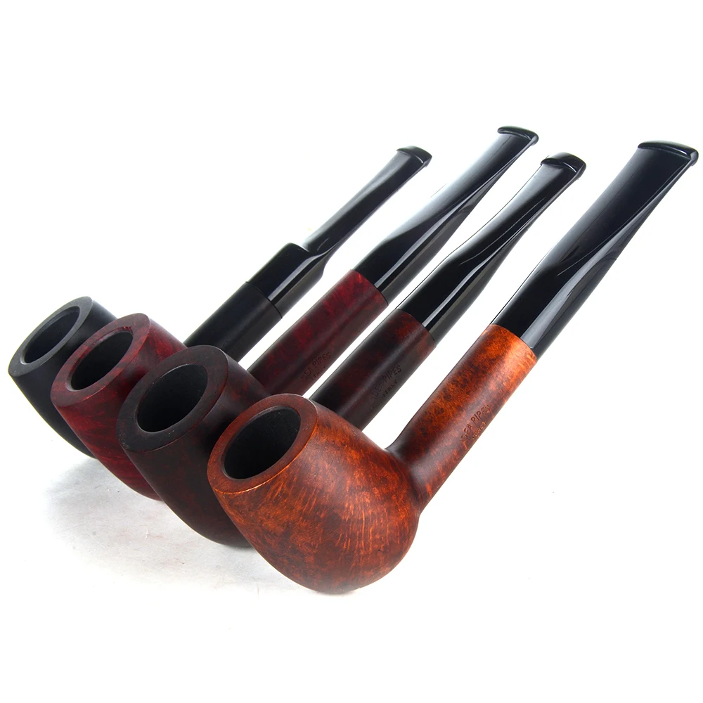 Briar pipes tobacco smoking pipe smooth finished  9mm filter straight canadian pipe shape