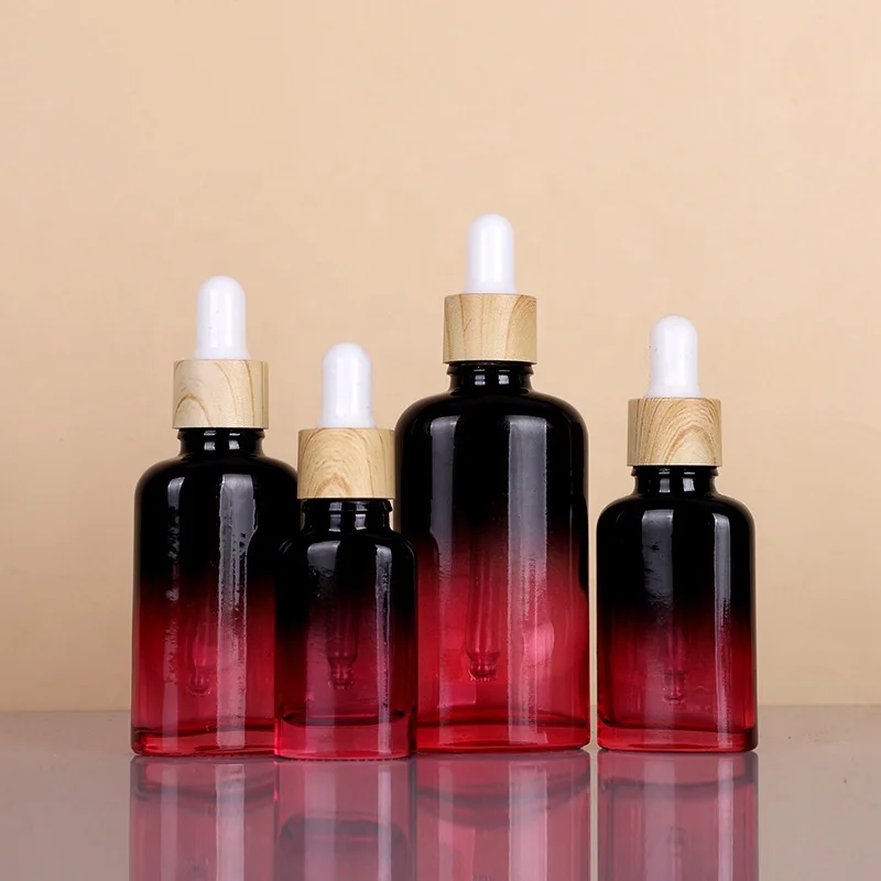 Private Labeling Glass Bottle 10ml 20ml 30ml 50ml Gradient color Empty Dropper Bottle for Rose Essential oil