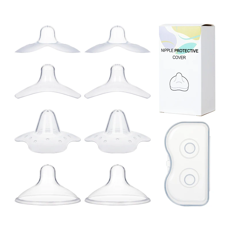 Custom BPA Free Eco Friendly Breast Milk Feeding Protector Soft Silicone Nipple Shield for Nursing Newborn
