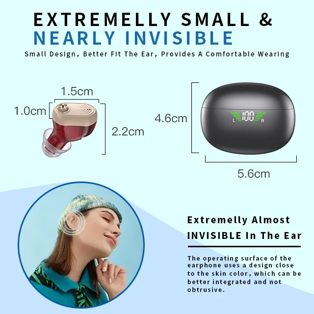 Hot selling product mini rechargeable CIC hearing aids for seniors wireless portable hearing amplifier manufacturer wholesale