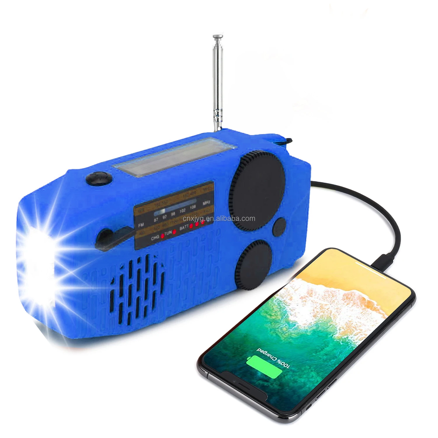 LED Torch FM Radio-Hand Crank Radio Emergency Solar Weather Radio With Led Flashlight Survival Kit & Headphone jack 3.5m