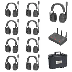CAME-TV Kuminik8 Dual Earmuff Duplex Digital Wireless Voice Contact Headset Foldable Intercom 2 way Transmission communicator