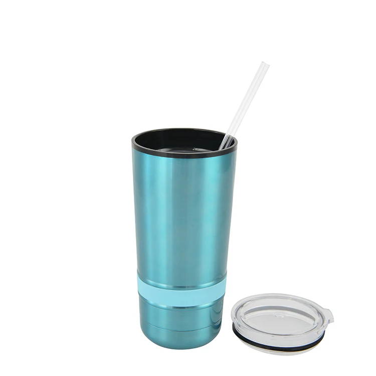 Reusable Stainless Steel Drink Wine Latte Juice Coffee Cup with Cover and Straw