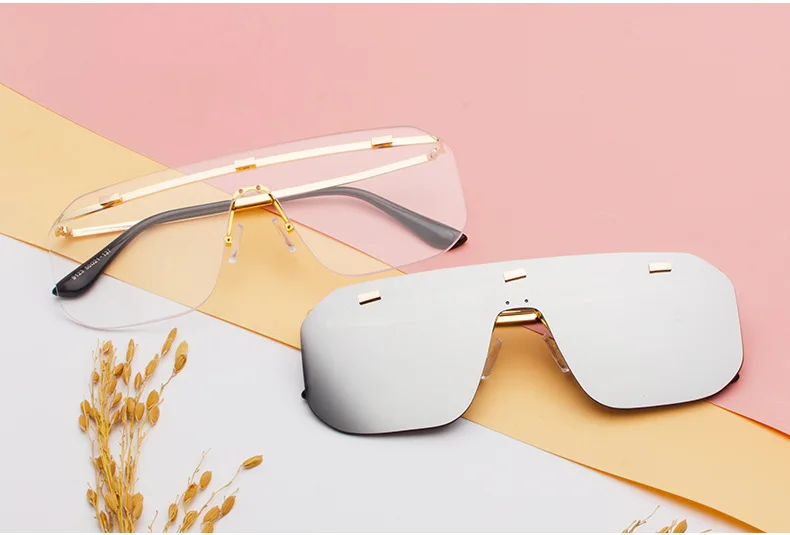 
Conjoined glasses men and women personality large frame modeling decorative sunglasses 