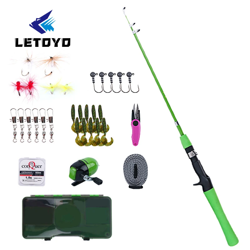 LETOYO Kids Fishing Pole Portable Telescopic Fishing Rod And Reel Combo Full Kit Set Fishing Gear For Kids