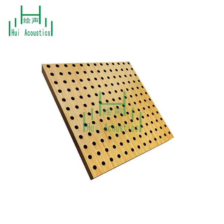 12Mm MDF Acoustic Board Soundproof Perforated Wall Panel Wood Wall Paneling Boards Perforated Sound Insulation Plate