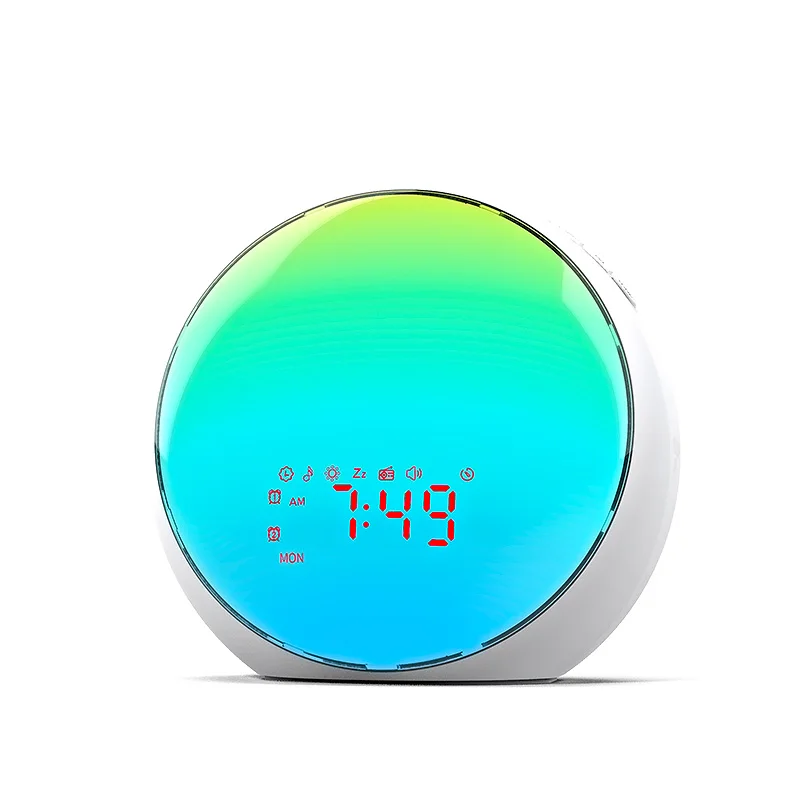 Household Dual Alarms Fm Radio Snooze Nightlight Daylight 7 Colors Wake Up Light Sunrise Wake Up Light Alarm