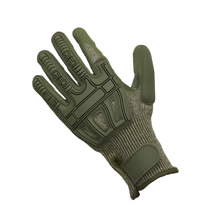 Green TPR Impact Safety Gloves Anti Cut Impact Gloves Oilfield Working Cut Resistant Tactical Gloves