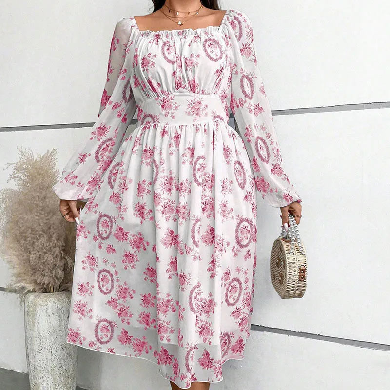 Custom Long Sleeve Print Dress Womens Plus Size Clothing with, a Long Sleeve Dresses Design/