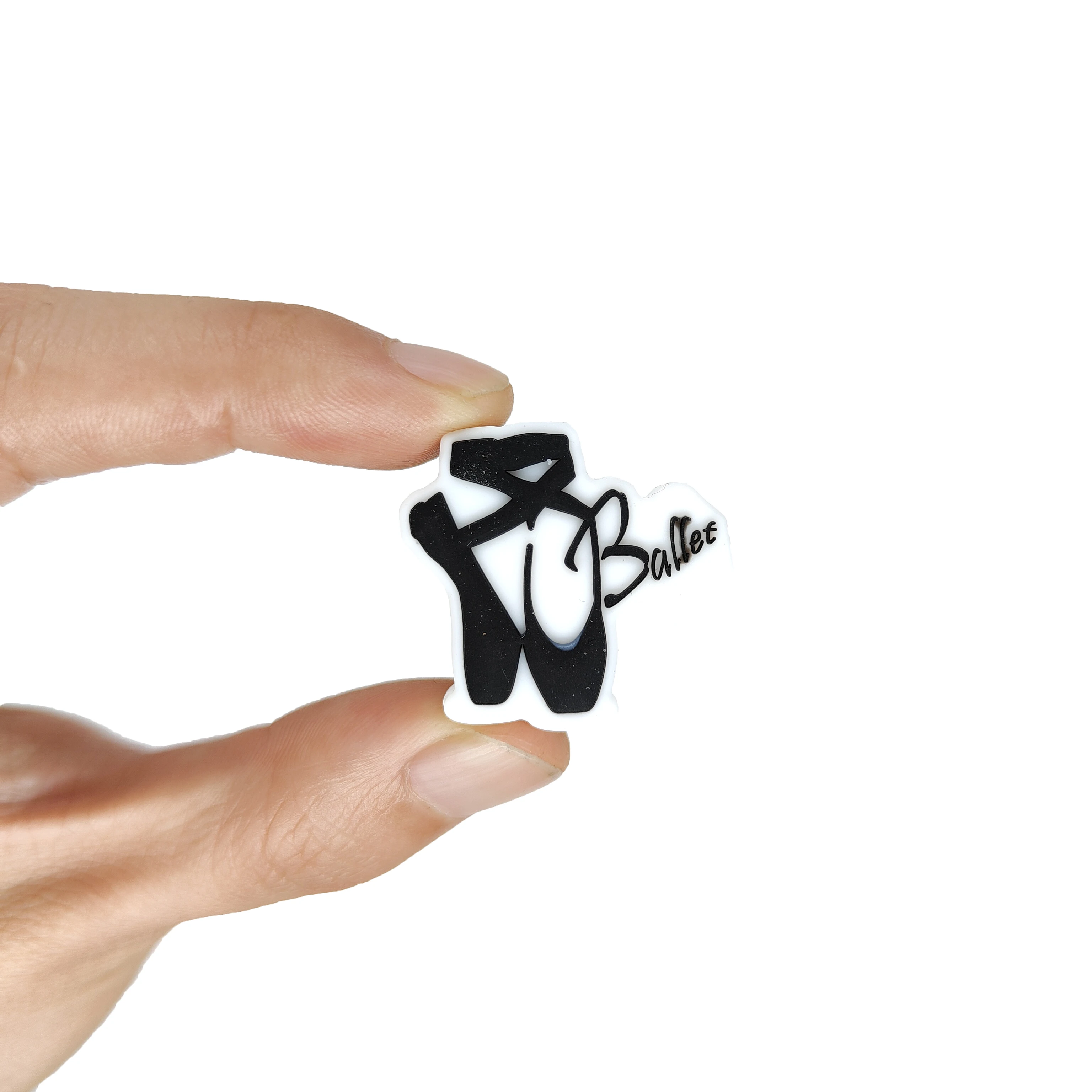 New Design Tutu Black Ballet Shoes Silicone Focal Beads Teething Toy Bracelet Keychain Making Ballet Dancing Silicone Bead