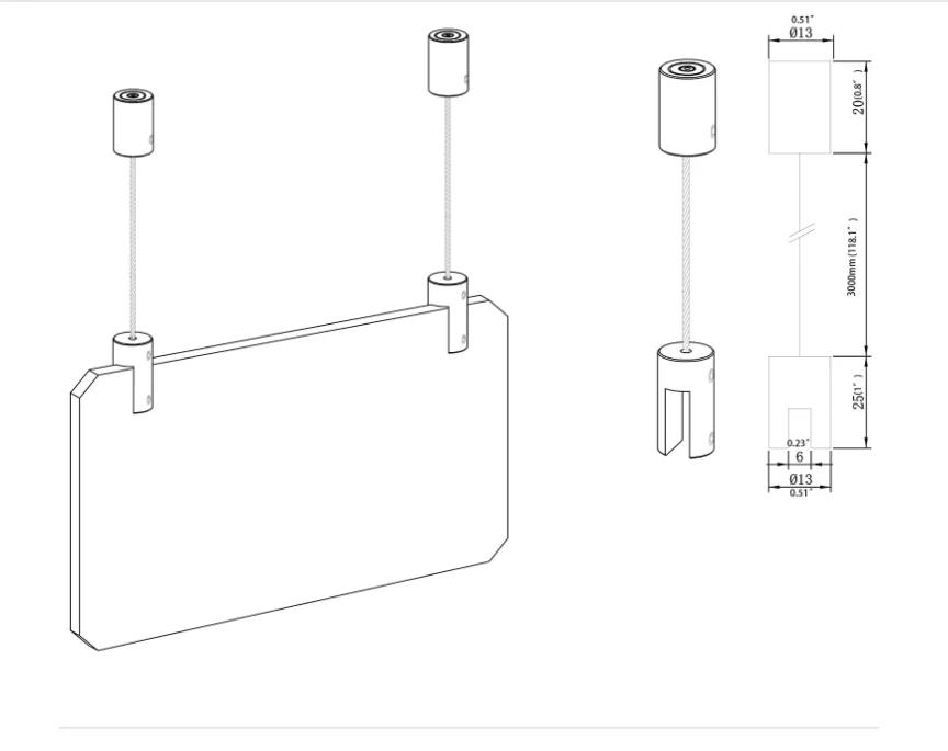 Linkway Ceiling Wire Sign Attachment Stainless Steel Wire Cable Sign Hanger Rod Cable Display Systems